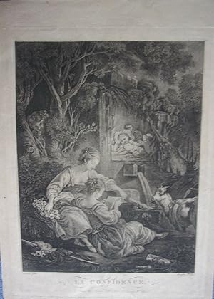 LITHOGRAPHIE DE BOUCHER GRAVEE PAR BONNEFOY 19ème LA CONFIDENCE