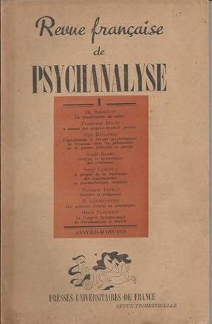 Image du vendeur pour Revue Franaise de psychanalyse n 1, Tome XIV - janv.-Mars 1950 mis en vente par PRISCA