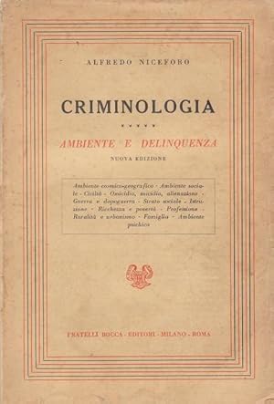 Imagen del vendedor de Criminologia. 5. Ambiente e delinquenza a la venta por PRISCA