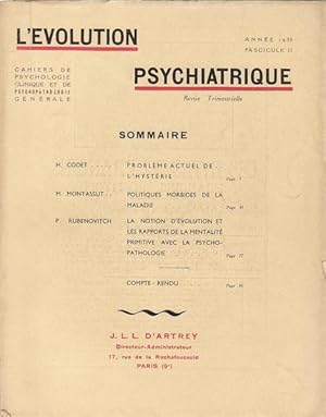 Seller image for L'Evolution Psychiatrique anne 1935 fascicule II for sale by PRISCA