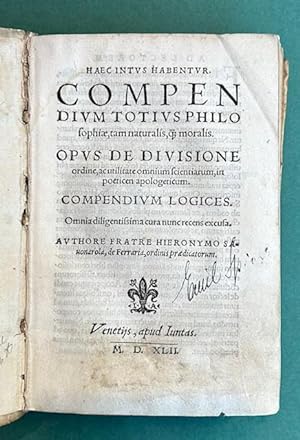 Opus de diuisione ordine, ac utilitate omnium scientiarum, in poeticen apologeticum. Compendium l...
