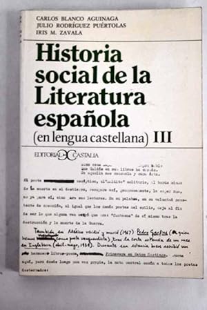 Imagen del vendedor de Historia social de la literatura espaola a la venta por Alcan Libros