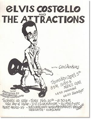 Bild des Verkufers fr Original Flyer For a 1979 Elvis Costello and the Attractions Concert At State University of New York Binghamton zum Verkauf von Kenneth Mallory Bookseller ABAA