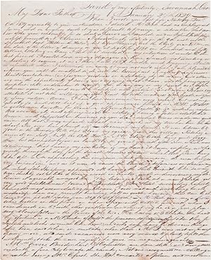 [AUTOGRAPH LETTER, SIGNED, BY A YOUNG MAN TOURING THE SOUTH IN THE 1820s, INCLUDING HIS DETAILED ...