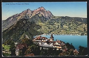 Ansichtskarte Fürigen, Hotel Kurhaus Fürigen mit Pilatus aus der Vogelschau