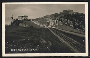 Ansichtskarte Rigi-Kulm, Rigi-Staffel und Kulm, mit Bahnschienen