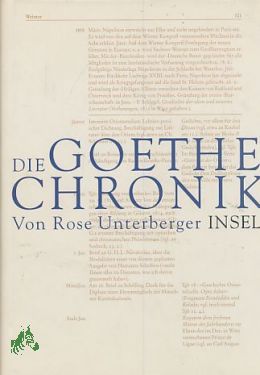 Bild des Verkufers fr Die Goethe-Chronik / von Rose Unterberger zum Verkauf von Antiquariat Artemis Lorenz & Lorenz GbR