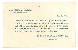 Seller image for [Publisher's Advertisement]: Lost Letters from Lesbos for sale by Between the Covers-Rare Books, Inc. ABAA