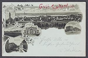 "Gruss aus Simbach a. Inn" - Kirche Innbrücke AK Ansichtskarte postcard
