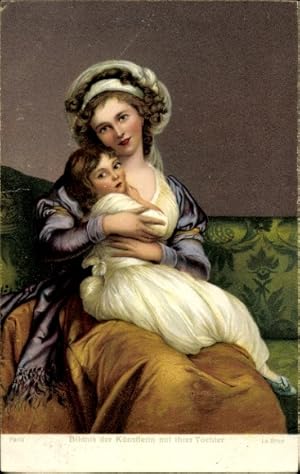 Künstler Ansichtskarte / Postkarte Vigee-Lebrun, E. L., Bildnis der Künstlerin mit ihrer Tochter