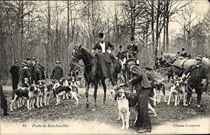 Ansichtskarte / Postkarte Jagd im Wald von Rambouillet, Reiter, Hundemeute