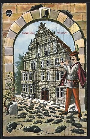 Ansichtskarte Hameln, Rattenfängerhaus, Der Rattenfänger von Hameln