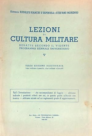 Bild des Verkufers fr Lezioni di cultura militare terza edizione zum Verkauf von Librodifaccia