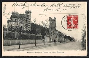 Carte postale Reims, Boulevard Pommery et Caves Pommery
