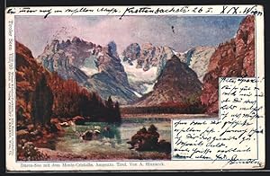Artista-Cartolina Philipp + Kramer Nr. VIII /10: Cortina, Dürrensee mit dem Monte-Cristallo