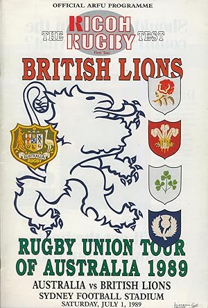 Seller image for AUSTRALIA V BRITISH LIONS (FIRST TEST) 1989 RUGBY UNION PROGRAMME for sale by Sportspages