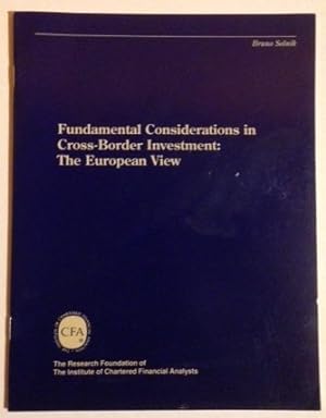 Bild des Verkufers fr Fundamental Considerations in Cross-Border Investment: The European View zum Verkauf von WeBuyBooks