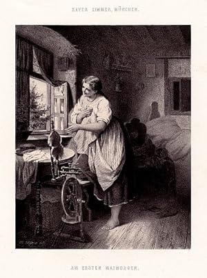 Seller image for Am ersten Maimorgen. Lithographierte vonXaver Zimmer, Mnchen aus "Dsseldorfer Knstler-Album". for sale by Antiquariat Heinz Tessin