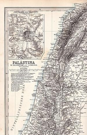 Bild des Verkufers fr Im Maastabe 1:1200000. Von A.Petermann. Rechts daneben : Das Libanon-Gebiet im Maastabe 1:500000. Stahlstich mit Grenzkolorit. zum Verkauf von Antiquariat Heinz Tessin