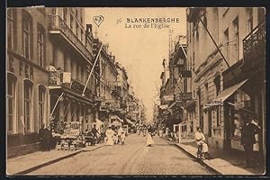 Ansichtskarte Blankenberghe, AK-Verkauf, la Rue et l`Eglise