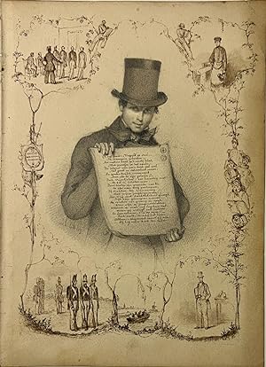 Antique drawing | Young man in a top hat, ca. 1830, 1 p.