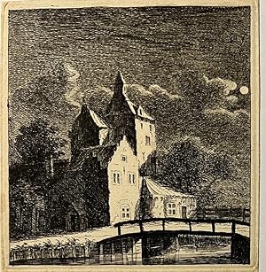 Antique print, etching | Night view on a castle, published 1766, 1 p.