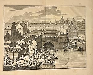 Antique print, etching and engraving | De groote Zee en Rivier Vis Marckt, The great fish market ...