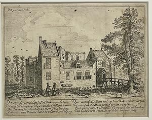 Antique print, etching | The Berkenrode Castle by Saenredam, published ca. 1607-1665, 1 p.