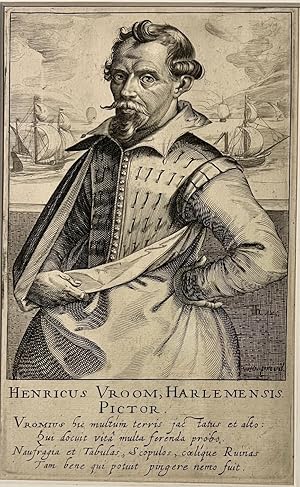 Antique portrait print engraving | Hendrik Cornelisz. Vroom, published 1610, 1 p.