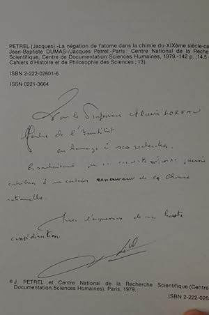 Image du vendeur pour La negation de l'atome dans la chimie du XIXe siecle. - Cahiers d'histoire et de philosophie des sciences, 1979, no.13 mis en vente par Eric Zink Livres anciens