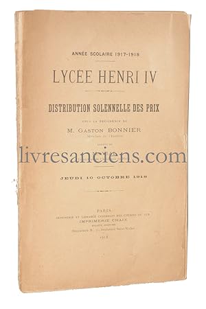 Distribution solennelle des prix (année scolaire 1917-1918)