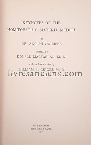 Keynotes of the Homoeopathic Materia medica