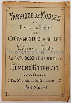 Fabrique de Moules en Plâtre ou Etain pour pièces montées à Socles. Décors de table. Anciennes Ma...