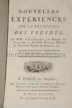 Immagine del venditore per Nouvelles expriences sur la rsistance des fluides venduto da Eric Zink Livres anciens