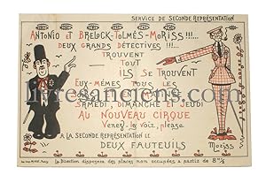 Annonce du spectacle d'Antonio et Brelock-Tolmés-Moriss au Nouveau cirque