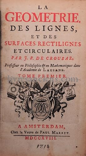 Bild des Verkufers fr La Gomtrie des Lignes et des Surfaces Rectilignes et Circulaires zum Verkauf von Eric Zink Livres anciens