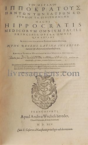 Seller image for Magni Hippocratis medicorum omnium facile principis opera omnia quae extant for sale by Eric Zink Livres anciens