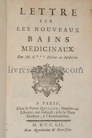 Lettre sur les nouveaux bains médicinaux