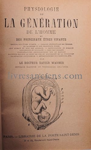 Physiologie de la génération de l'homme et des principaux êtres vivants