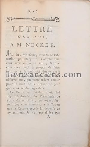 Lettre d'un ami à M. Necker