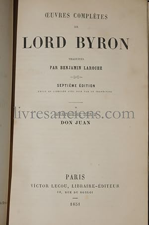 Seller image for Oeuvres compltes de Lord Byron : Don Juan for sale by Eric Zink Livres anciens