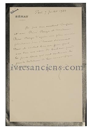 Seller image for Lettre autographe signe  Ren Berge for sale by Eric Zink Livres anciens