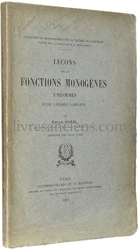 Imagen del vendedor de Leons sur les fonctions monognes uniformes d'une variables complexes a la venta por Eric Zink Livres anciens