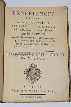 Expériences propres à faire connoitre que l'alkali volatil-fluor est le remède le plus efficace d...