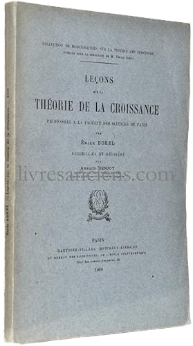 Bild des Verkufers fr Leons sur la thorie de la croissance professes  la facult des sciences de Paris zum Verkauf von Eric Zink Livres anciens