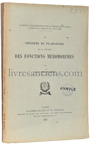 Bild des Verkufers fr Le Theoreme de Picard-Borel et la Theorie des Fonctions Meromorphes zum Verkauf von Eric Zink Livres anciens