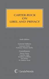 Bild des Verkufers fr Carter-Ruck on Libel and Privacy is an essential purchase for every practitioner involved with the law of defamation and privacy. Consisting of an account of the law of defamation and privacy in over 50 different countries including Eastern Europe, Malaysia and Singapore, it takes account of the Defamation Act 1996 and will be of value to all those whose activities take them into the international field. Fully updated and expanded to include the law of privacy, new developments such as harassment, the Human Rights Act, data protection and important cases such as Reynolds v. Times Newspapers. The book is part of the Common Law menu. zum Verkauf von LawBooksellers