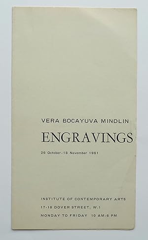 Vera Bocayuva Mindlin. Engravings. Institute of Contemporary Arts. London 26 October-18 November ...