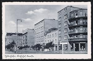 Ansichtskarte Gotenhafen, Bahnhof-Strasse mit Geschäften