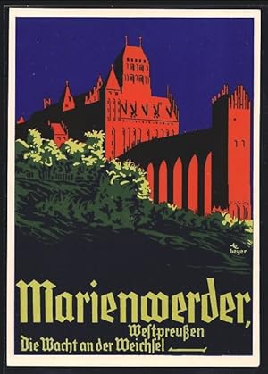 Künstler-Ansichtskarte Marienwerder, Darstellung der Ordensburg